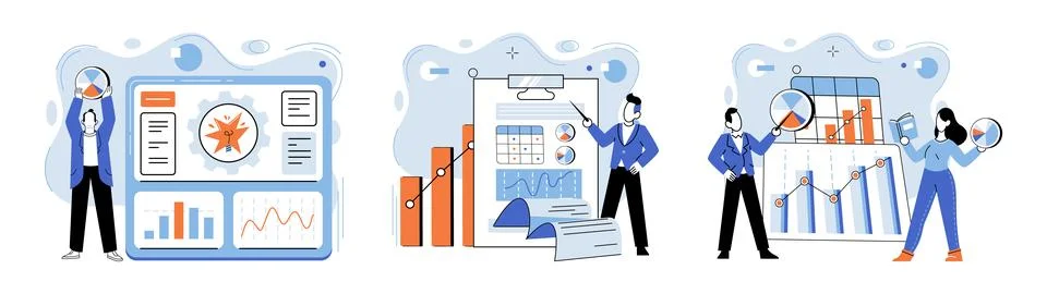 Data analysis. Data analysis is essential tool for businesses to gain Illustrazione stock