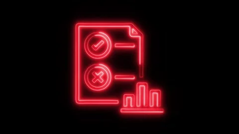Data Analysis Decision Outline Icon in HD Video Neon Animation Stock Footage 304553855