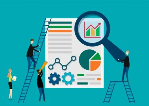 Data analysis design concept. isolated on white background. Vector illustrati Illustrazione stock