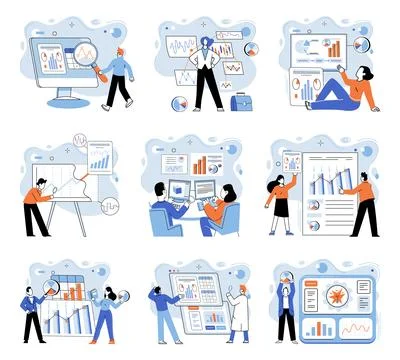 Data analysis. Development analytics capabilities is vital for businesses to Stock Illustration