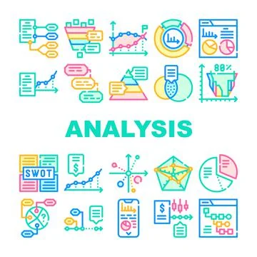 Data Analysis Diagram Collection Icons Set Vector Stock Illustration