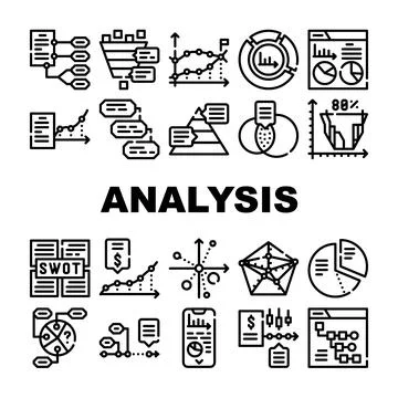 Data Analysis Diagram Collection Icons Set Vector Stock Illustration