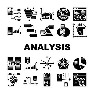 Data Analysis Diagram Collection Icons Set Vector Stock Illustration