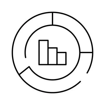 Data analysis diagram showing bar chart inside circle Stock Illustration