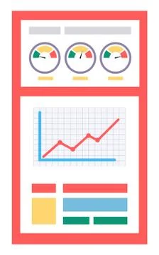 Data Analysis, Diagrams, Graphics and Speedometers Illustrazione stock