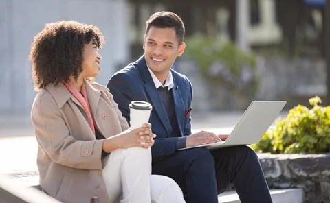 Data analysis, diversity or business people with laptop for advertising strategy Stock Photos