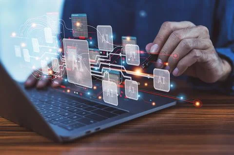 Data analysis of document ai artificial intelligence for ERP management Stock Photos