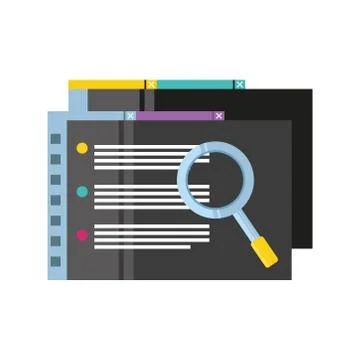 Data analysis document financial report with magnifying glass detailed 스톡 일러스트