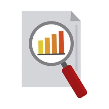 Data analysis, document information chart economy magnifier flat icon Illustrazione stock