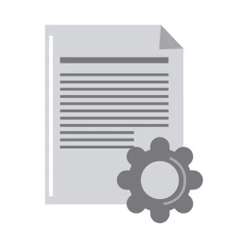 Data analysis, document paper gear work flat icon Stock Illustration