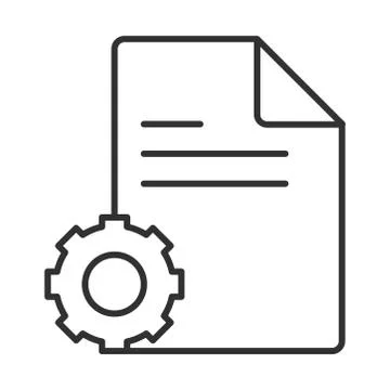 Data analysis, document paper gear work line icon Stock Illustration