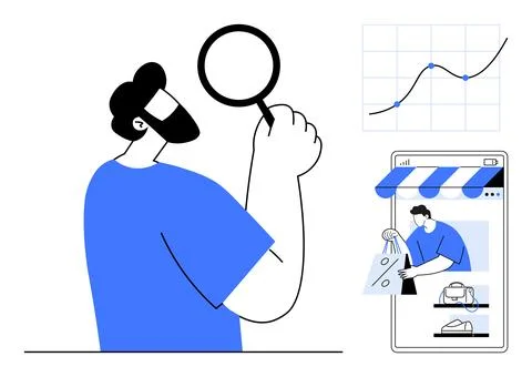 Data analysis, e-commerce trends, online shopping, market research, consumer  库存插图