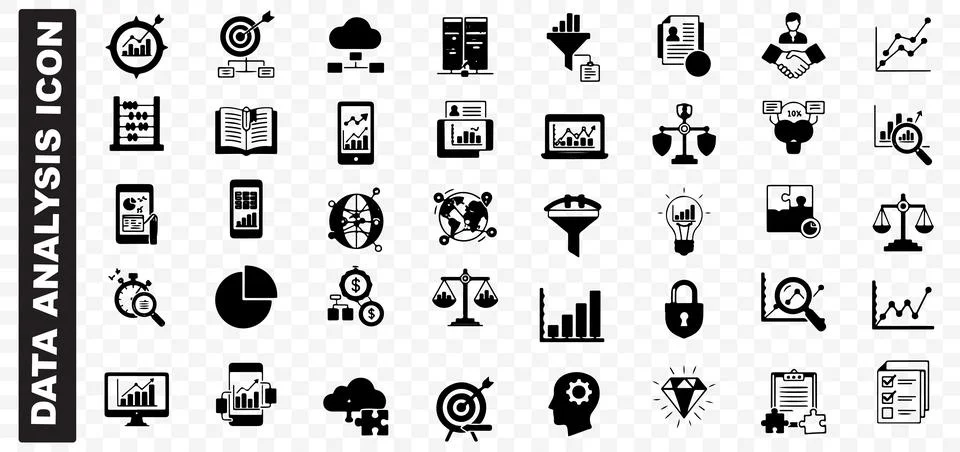 Data analysis editable line icon set Stock Illustration