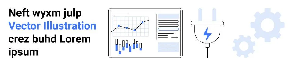 Data analysis, energy, industrial solutions, technology integration, statisti Illustrazione stock