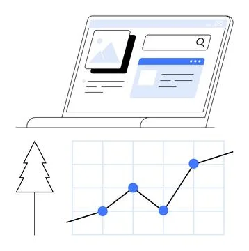 Data analysis, environmental impact, business growth, sustainability trends,  Stock Illustration