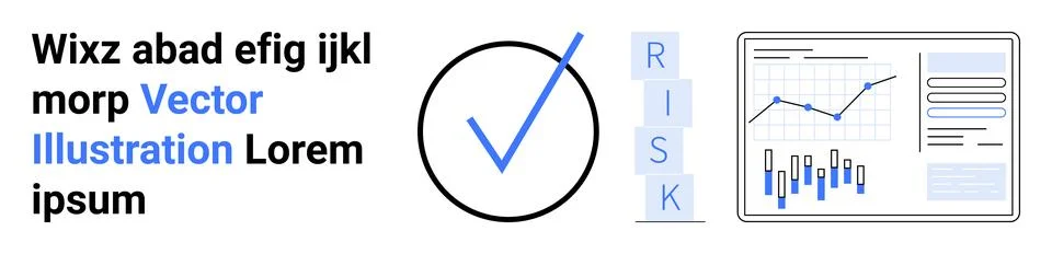 Data Analysis Essentials with Charts, Checkmark, and Acronym Risk Highlighted Stock Illustration