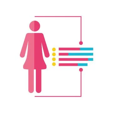 Data analysis female avatar process detailed Stock Illustration