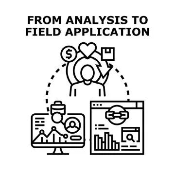Data analysis to field application and strategic process Stock Illustration