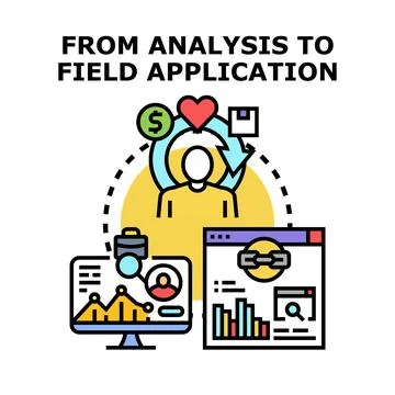 Data analysis to field application and strategic process Illustrazione stock