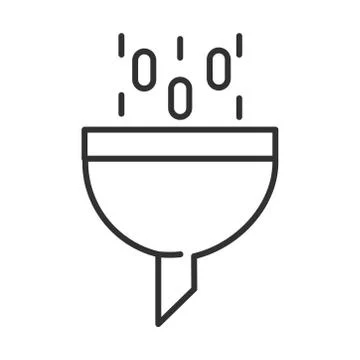 Data analysis, filter funnel information binary digital line icon Stock Illustration
