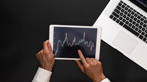 Data analysis. Finance application for sell, buy and analysis profit dividend Stock Photos