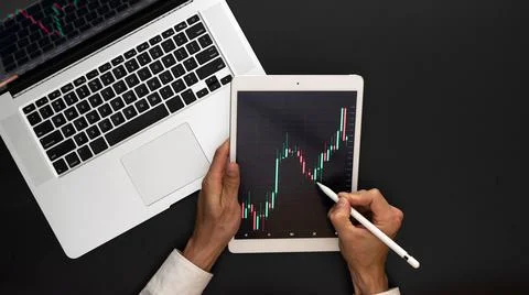 Data analysis. Finance application for sell, buy and analysis profit dividend Stock Photos