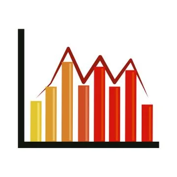 Data analysis, financial business graph chart fluctuation flat icon Illustrazione stock