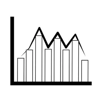 Data analysis, financial business graph chart fluctuation line icon Illustrazione stock