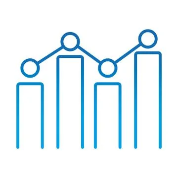 Data analysis, financial business statistics bar, gradient blue line icon Stock Illustration