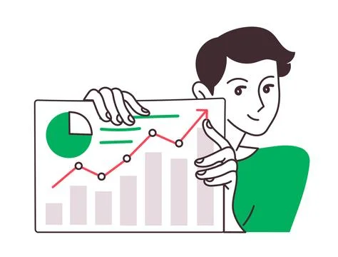 Data analysis financial performance chart Illustrazione stock