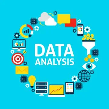 Data Analysis Flat Circle Stock Illustration