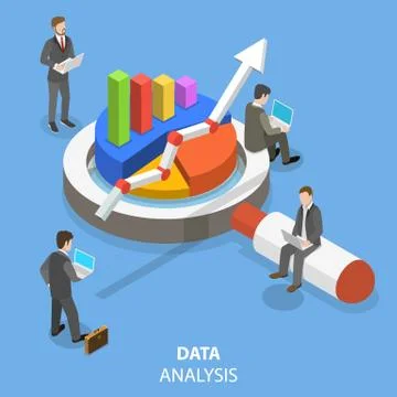 Data analysis flat isometric vector concept. Stock Illustration