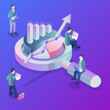 Data analysis flat isometric vector concept. Stock Illustration
