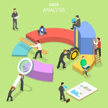 Data analysis flat isometric vector concept. Stock Illustration