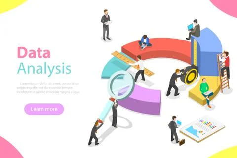 Data analysis flat isometric vector concept. Illustrazione stock