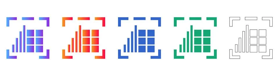 Data Analysis Focus Area Icons Illustrazione stock