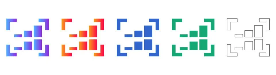 Data Analysis Focus Icon Set 스톡 일러스트