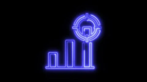 Data Analysis Focus Outline Icon in HD Video Neon Animation 库存影片 304553939