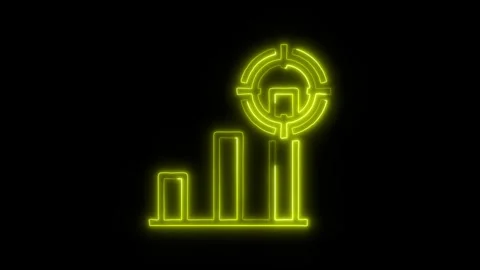 Data Analysis Focus Outline Icon in HD Video Neon Animation 库存影片 304553944