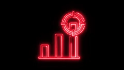 Data Analysis Focus Outline Icon in HD Video Neon Animation 스톡 동영상 304553946