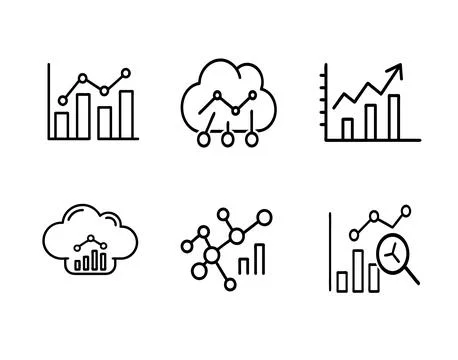 Data analysis graph chart icon Stock Illustration