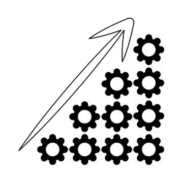 Data analysis, graph gears growth arrow financial line icon Stock Illustration