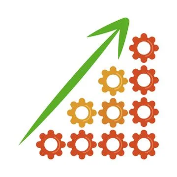 Data analysis, graph gears growth arrow financial flat icon Stock Illustration
