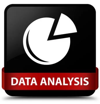 Data analysis (graph icon) black square button red ribbon in middle Stock Illustration