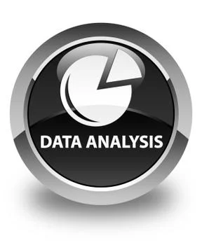 Data analysis (graph icon) glossy black round button Stock Illustration