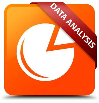 Data analysis (graph icon) orange square button red ribbon in corner Stock Illustration