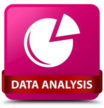 Data analysis (graph icon) pink square button red ribbon in middle Stock Illustration