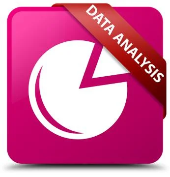 Data analysis (graph icon) pink square button red ribbon in corner Stock Illustration