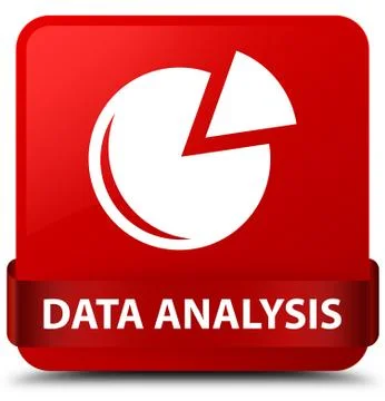 Data analysis (graph icon) red square button red ribbon in middle Stock Illustration