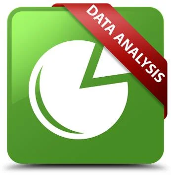 Data analysis (graph icon) soft green square button red ribbon in corner Stock Illustration